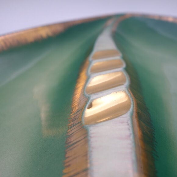 Vintage ESD Japan OT22502  Green with Gold Trim Rectangular Ceramic Ash Tray - Picture 2 of 16